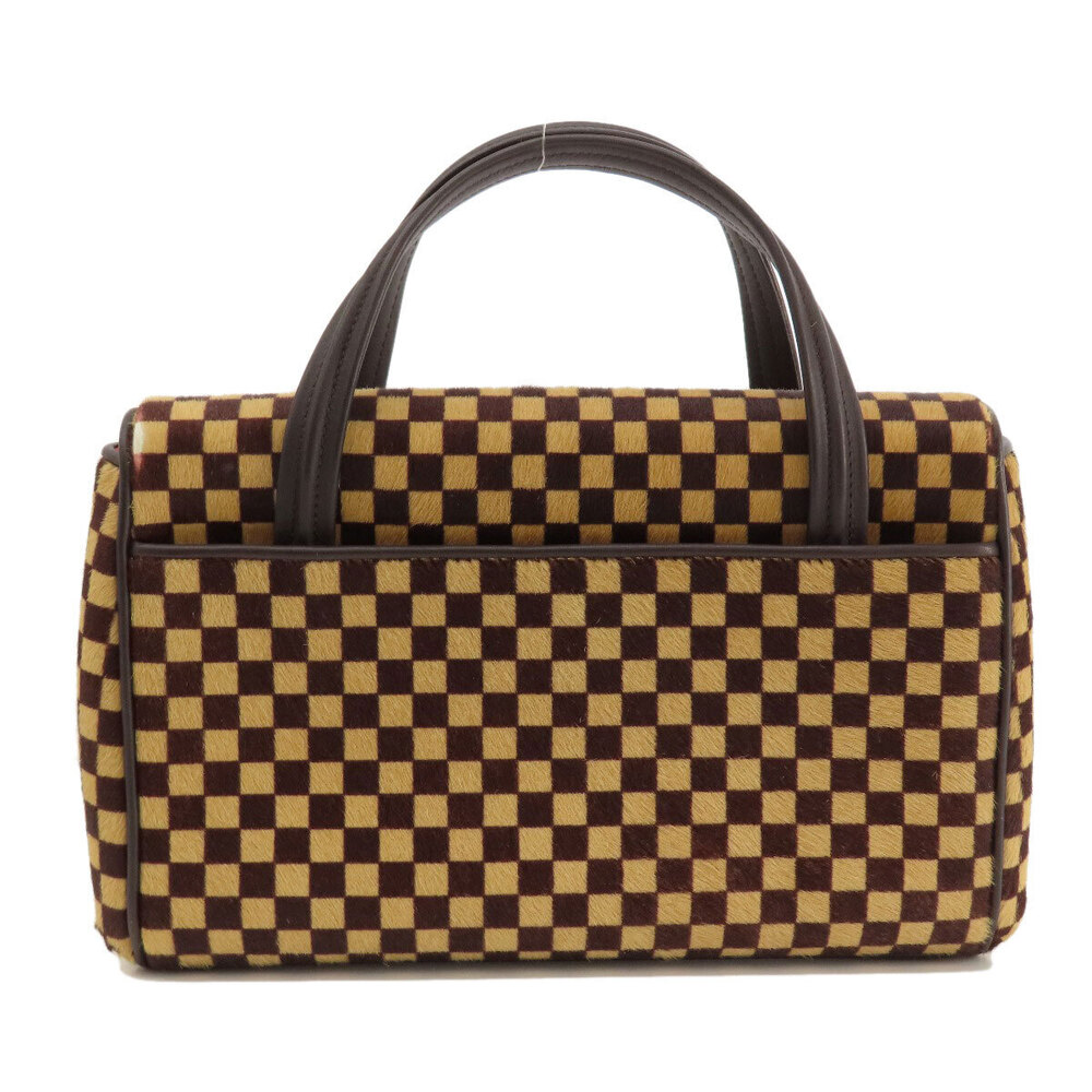 Louis Vuitton Calfskin Handbag Damier Sauvage Lion Brown